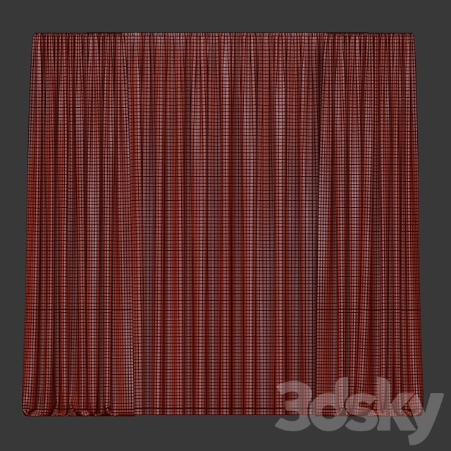 Two-tone curtains with tulle. 3ds Max - thumbnail 3