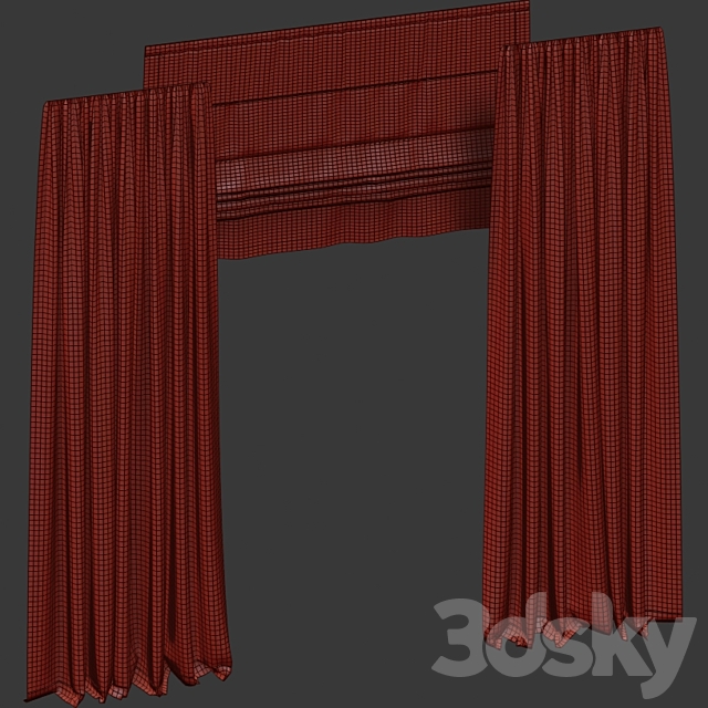 Velvet curtains with roman 3DS Max Model - thumbnail 4