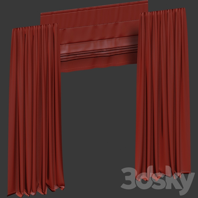 Velvet curtains with roman 3DS Max Model - thumbnail 5