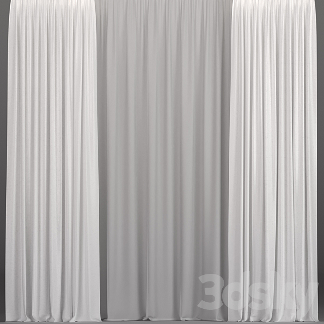 White curtains from tulle. 3DSMax File - thumbnail 1