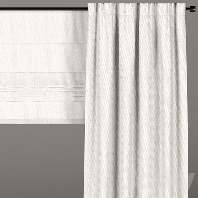 White curtains + Roman blinds. 3DSMax File - thumbnail 2