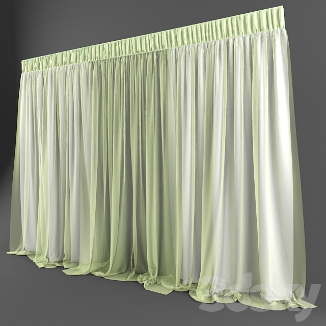 White curtains with citric veil 3DSMax File - thumbnail 1