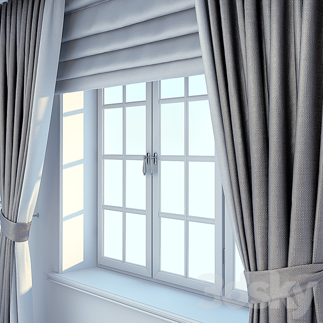 Window. curtains and Roman blinds 3DSMax File - thumbnail 2