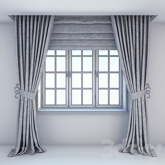 Window. curtains and Roman blinds 3DSMax File - thumbnail 3