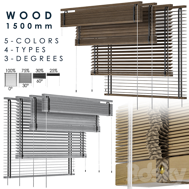 Wood Blind 1500mm 3DS Max - thumbnail 1