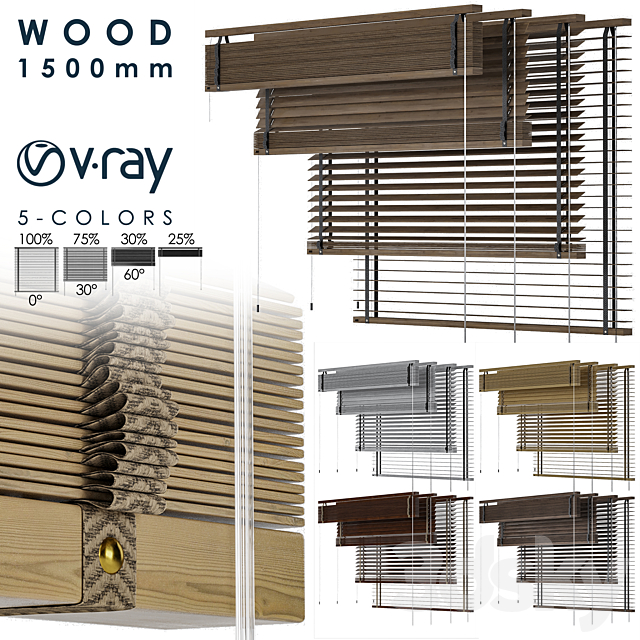 Wood Blind 1500mm-Vray 3ds Max - thumbnail 1