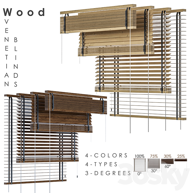 WOOD Venetian Blind 1150 in 45 mm 3ds Max - thumbnail 1