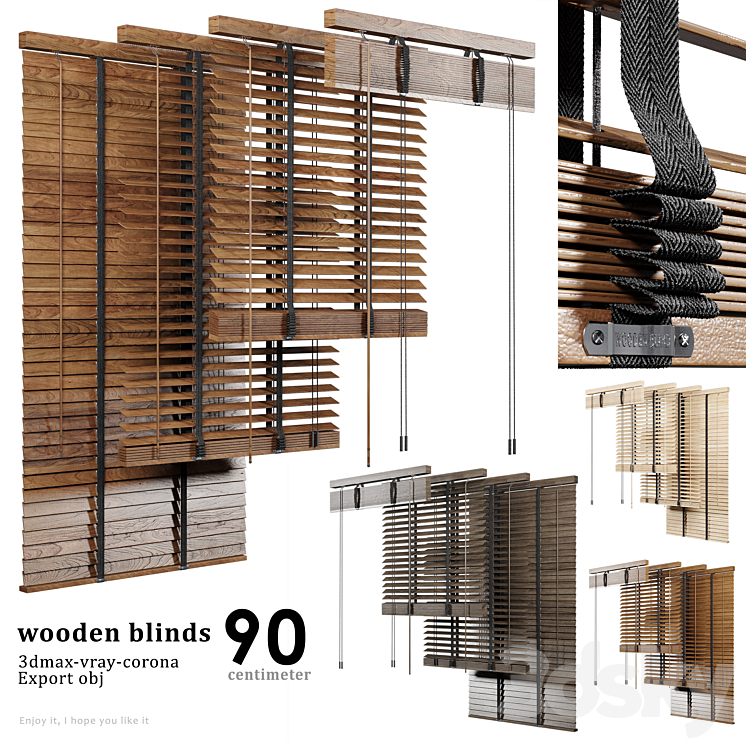 Wooden Blind 02 90cm 3DS Max - thumbnail 1