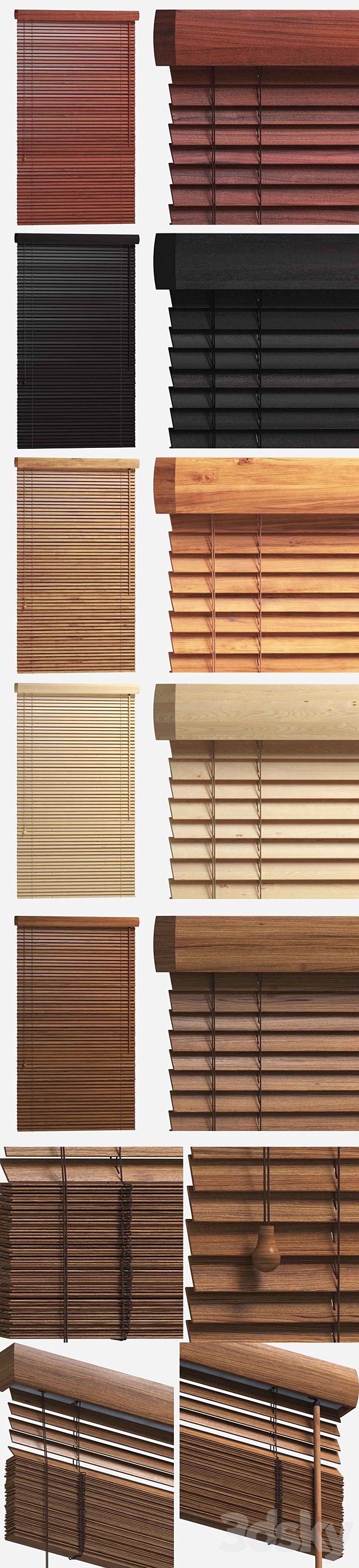 Wooden blinds 25mm 2 options of width 90 and 180cm 3DS Max Model - thumbnail 3