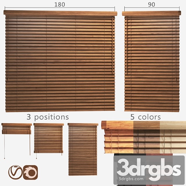 Wooden blinds 50mm 2 options of width 90 and 180cm 3dsmax Download - thumbnail 1