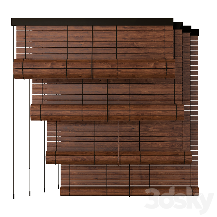 Wooden roller blind 3DS Max - thumbnail 2