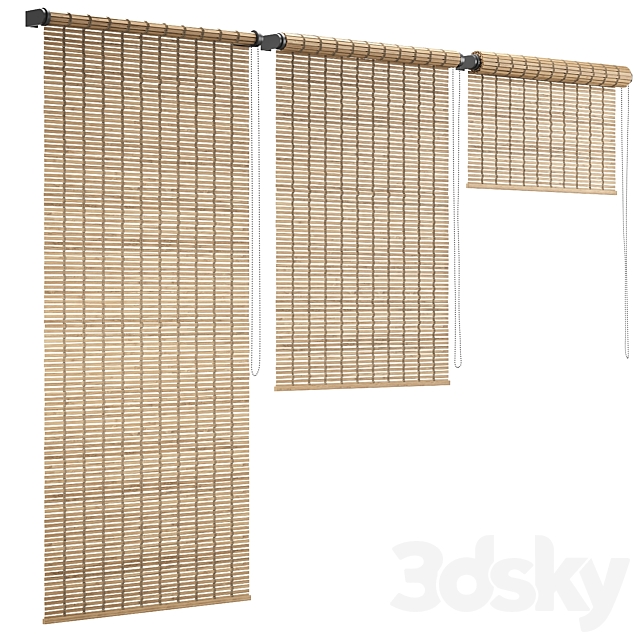 Wooden roller blinds 3 3DS Max Model - thumbnail 2