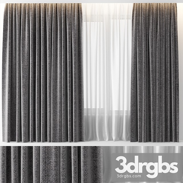 Wool gray curtains 3dsmax Download - thumbnail 1