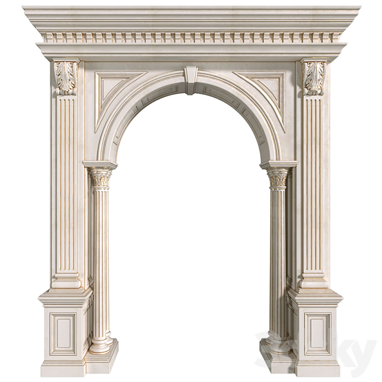 Arch in classic style.Arched interior doorway in a classic style.Traditional Interior Arched Doorway Opening 3DS Max Model - thumbnail 1