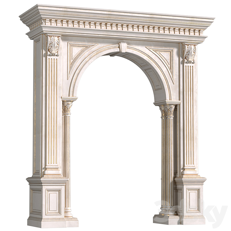 Arch in classic style.Arched interior doorway in a classic style.Traditional Interior Arched Doorway Opening 3DS Max Model - thumbnail 2