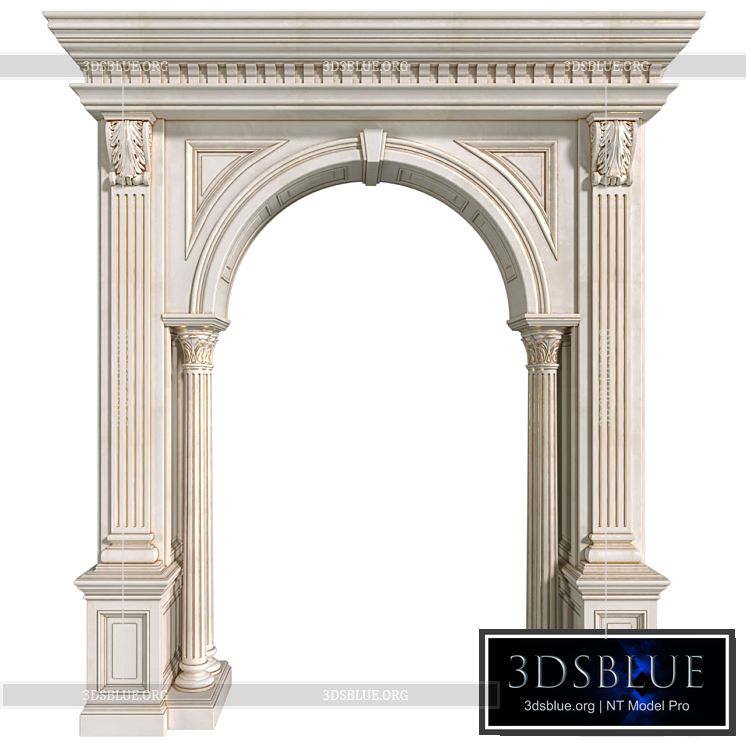 Arch in classic style.Arched interior doorway in a classic style.Traditional Interior Arched Doorway Opening 3DS Max - thumbnail 3