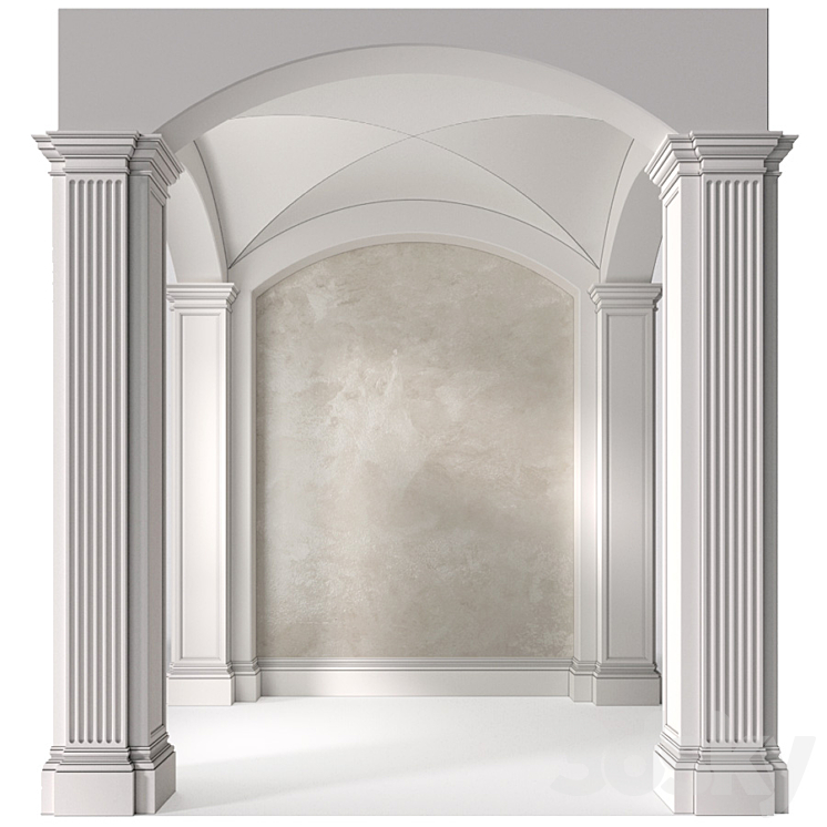 Arched Vaulted Gallery Decorative plaster 3DS Max - thumbnail 1