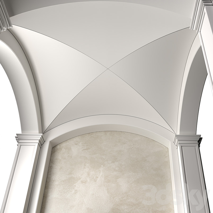 Arched Vaulted Gallery Decorative plaster 3DS Max - thumbnail 2