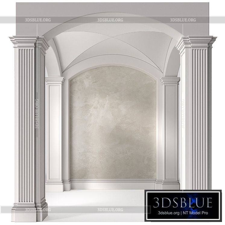 Arched Vaulted Gallery Decorative plaster 3DS Max - thumbnail 3