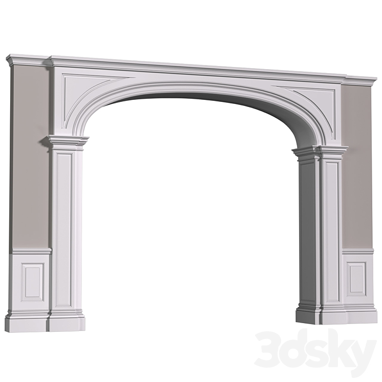Archway in classic style. Arched interior doorway in a classic style.Traditional Interior Arched Doorway Opening.Entryway Wall Paneling 3DS Max Model - thumbnail 1