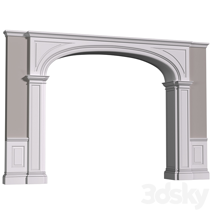 Archway in classic style. Arched interior doorway in a classic style.Traditional Interior Arched Doorway Opening.Entryway Wall Paneling 3DS Max - thumbnail 1