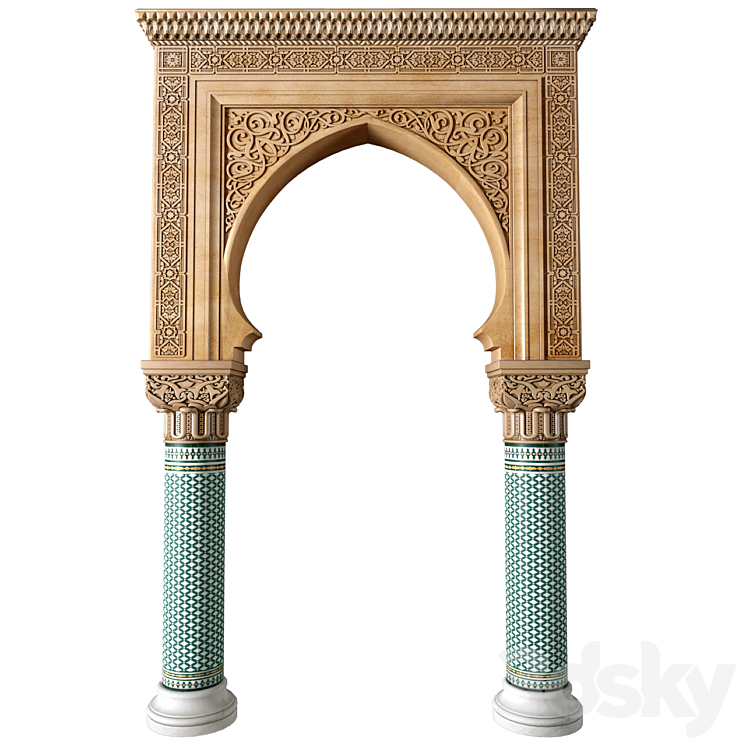 Archway in oriental style. Arched interior doorway.Door Portal. Arched Opening.Arabian Entryway 3DS Max Model - thumbnail 1