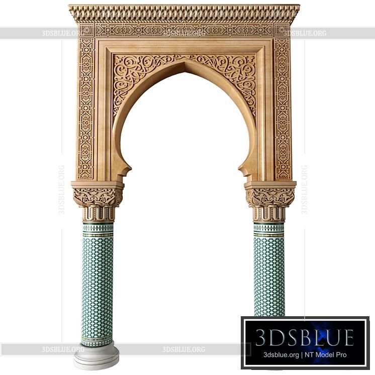 Archway in oriental style. Arched interior doorway.Door Portal. Arched Opening.Arabian Entryway 3DS Max - thumbnail 3