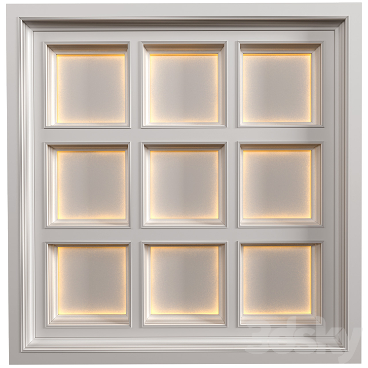 Art Deco coffered illuminated ceiling.Modern coffered illuminated ceiling 3DS Max Model - thumbnail 1