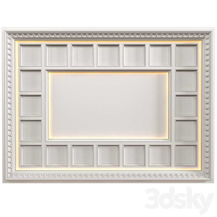 Art Deco coffered illuminated ceiling.Modern coffered illuminated ceiling 3DS Max Model - thumbnail 1