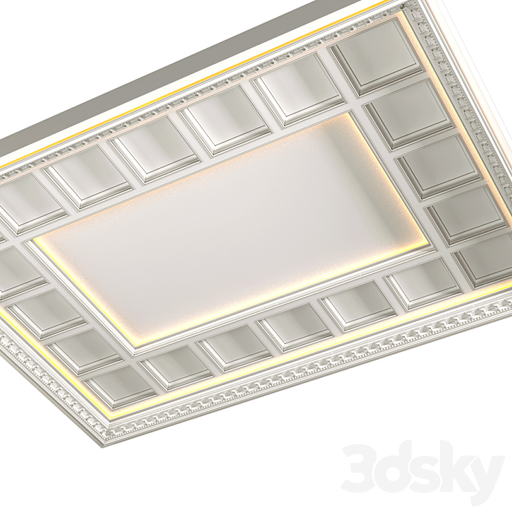 Art Deco coffered illuminated ceiling.Modern coffered illuminated ceiling 3DS Max Model - thumbnail 2