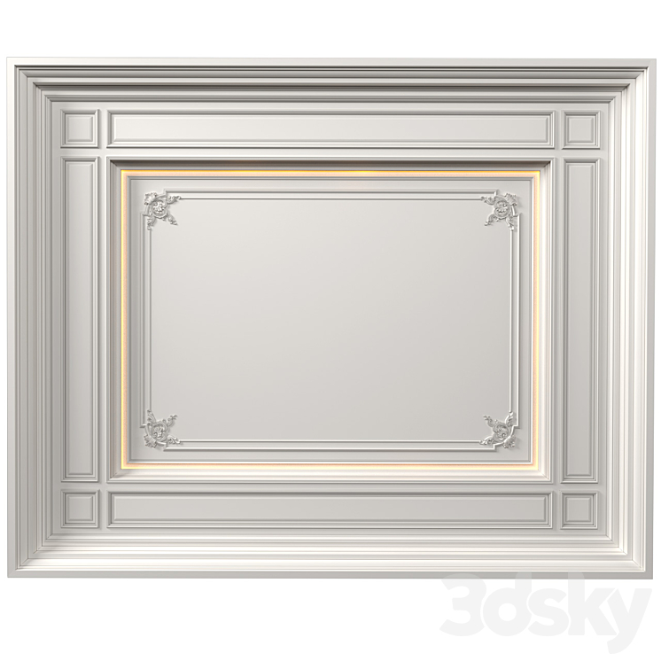 Art Deco coffered illuminated ceiling.Modern coffered illuminated ceiling 3DS Max Model - thumbnail 1