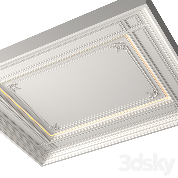 Art Deco coffered illuminated ceiling.Modern coffered illuminated ceiling 3DS Max Model - thumbnail 2