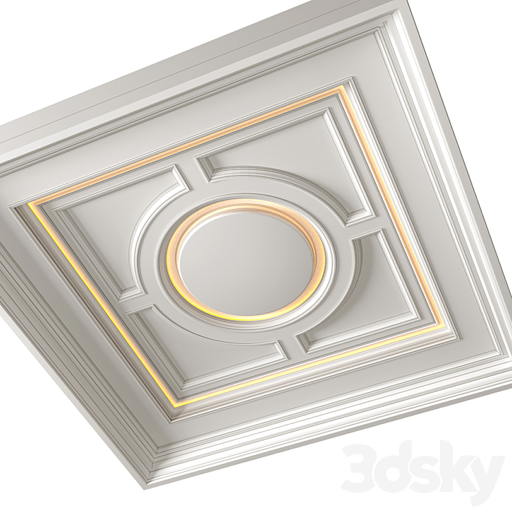 Art Deco coffered illuminated ceiling.Modern coffered illuminated ceiling 3DS Max Model - thumbnail 2