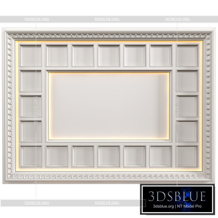 Art Deco coffered illuminated ceiling.Modern coffered illuminated ceiling 3DS Max - thumbnail 3