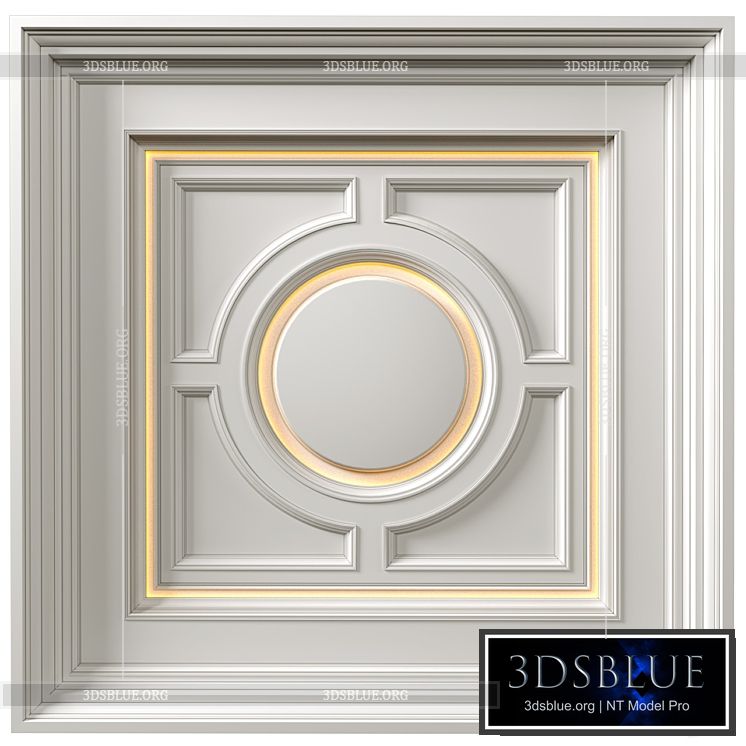 Art Deco coffered illuminated ceiling.Modern coffered illuminated ceiling 3DS Max - thumbnail 3