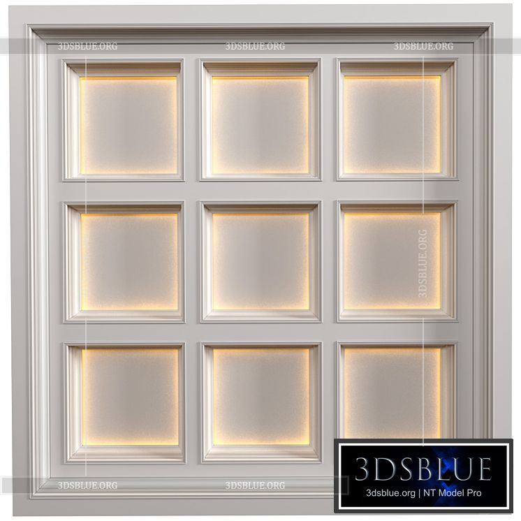 Art Deco coffered illuminated ceiling.Modern coffered illuminated ceiling 3DS Max - thumbnail 3