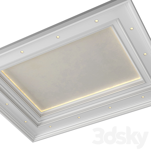 Art Deco coffered illuminated ceiling.Modern coffered illuminated ceiling 3DS Max Model - thumbnail 2