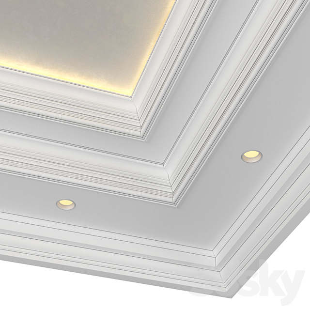 Art Deco coffered illuminated ceiling.Modern coffered illuminated ceiling 3DS Max Model - thumbnail 3