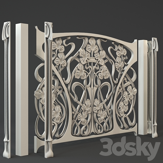 Art Nouveau Radiator Screen 3DS Max Model - thumbnail 2