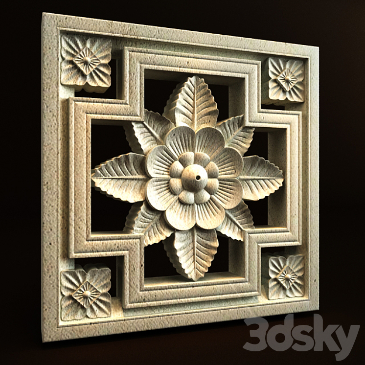 Bali Carving ornament 020 3DS Max - thumbnail 2