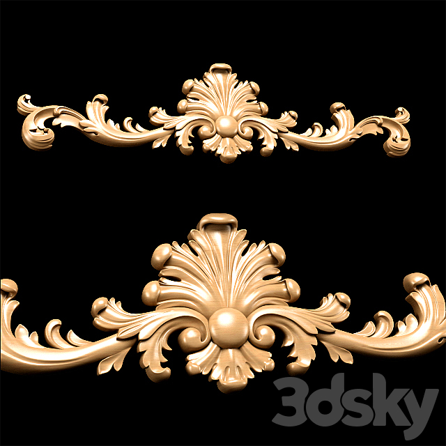 Baroque carving 3DS Max Model - thumbnail 2