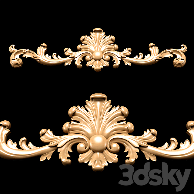 Baroque carving 3DS Max Model - thumbnail 3