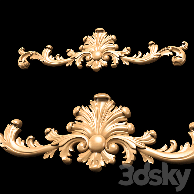 Baroque carving 3DS Max Model - thumbnail 4