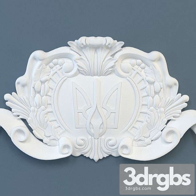 Cartouche with coat of arms of Ukraine 3dsmax Download - thumbnail 1