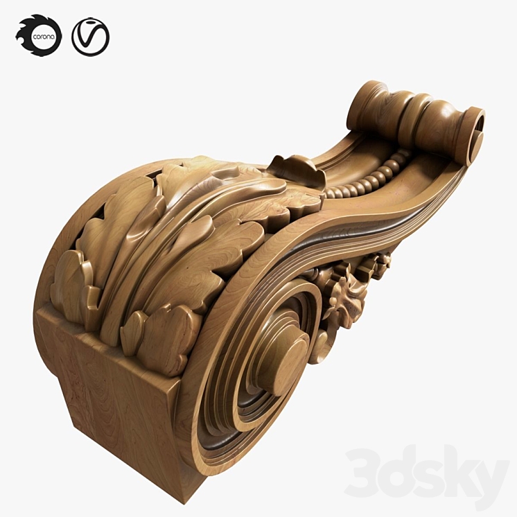 Carved bracket-2 3DS Max Model - thumbnail 1