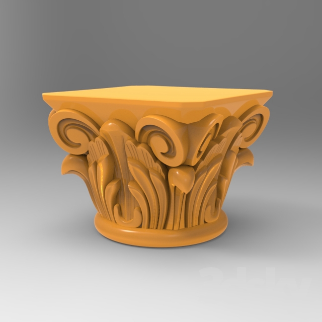 carved wooden column 3DS Max - thumbnail 3