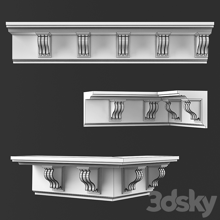 Ceiling cornice K160 3DS Max Model - thumbnail 2