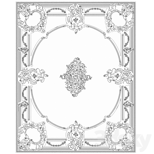 Ceiling elements with the stucco decoration 3DS Max Model - thumbnail 2