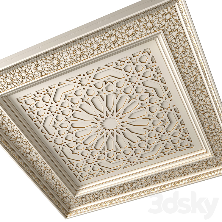 Ceiling in oriental style .Arabic Classic  Ceiling .Oriental Ceiling Classic 3DS Max Model - thumbnail 2