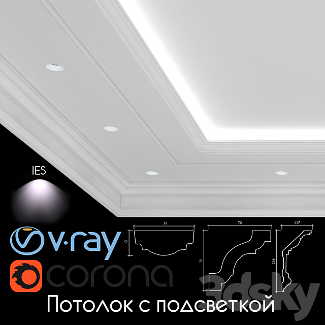 Ceiling light. set 01 3DSMax File - thumbnail 1